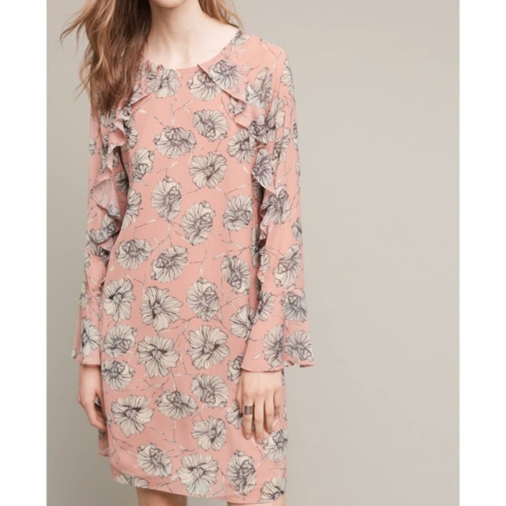 Anthropologie Blooming Hour Pink Floral Dress